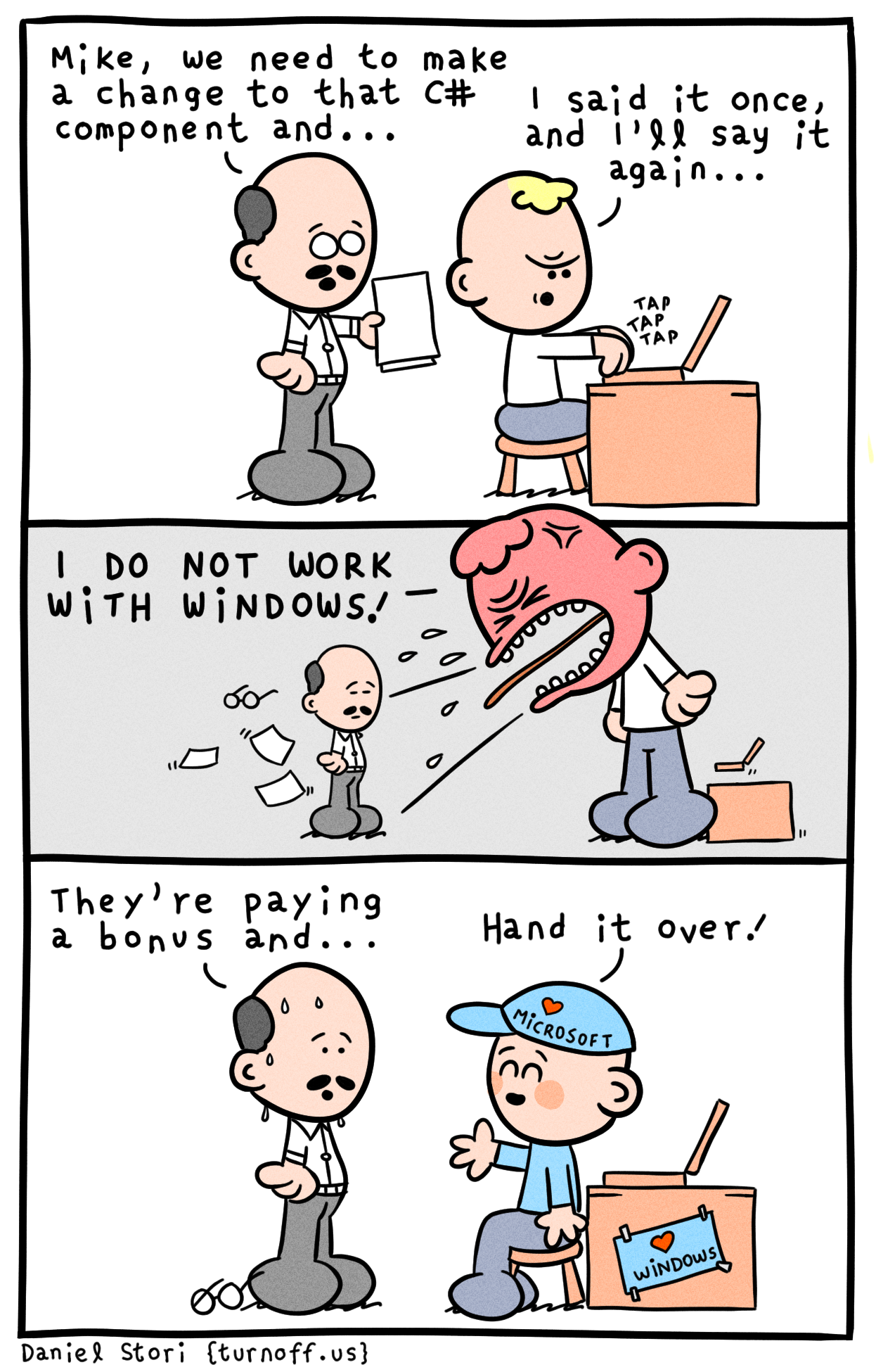 turnoff.us – the depressed developer 30 (2018-09-15). Daniel Stori, CC BY-NC-SA 4.0. https://turnoff.us/geek/the-depressed-developer-30/