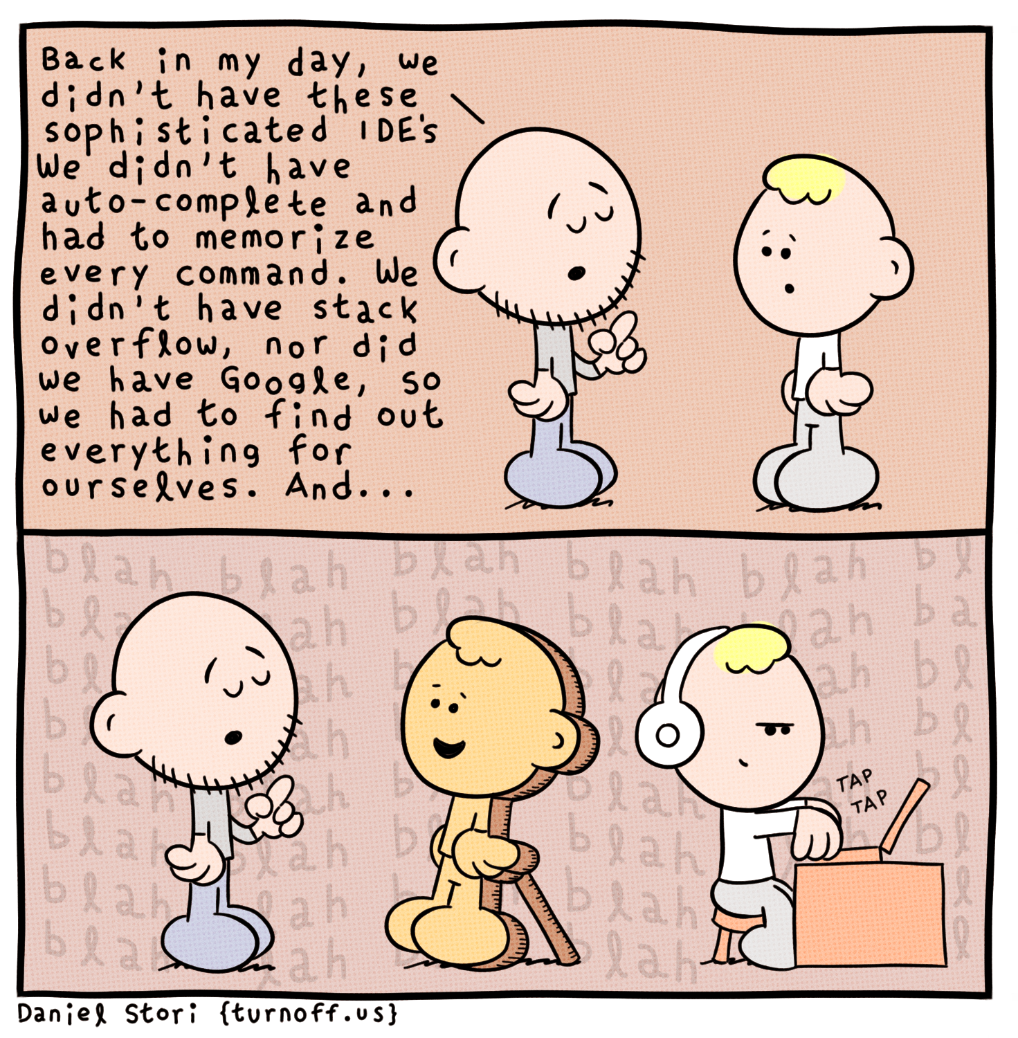 turnoff.us – the depressed developer 41 (2018-10-16). Daniel Stori, CC BY-NC-SA 4.0. https://turnoff.us/geek/the-depressed-developer-41/