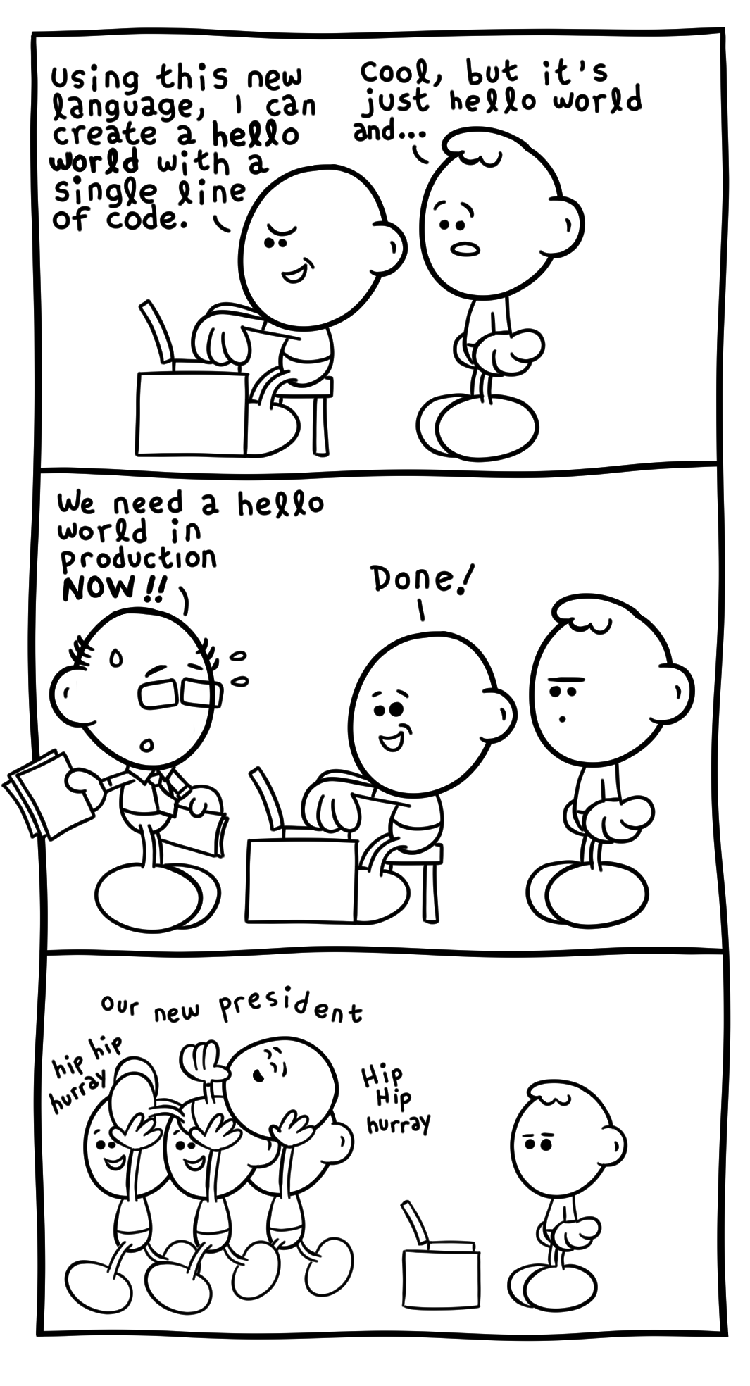 turnoff.us – the depressed developer 50 (2019-05-21), part 1. Daniel Stori, CC BY-NC-SA 4.0. https://turnoff.us/geek/the-depressed-developer-50/