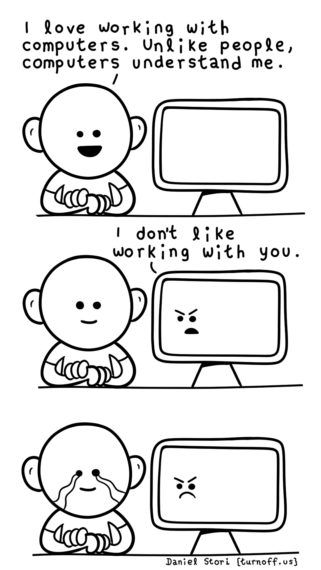 turnoff.us – the depressed developer 55 (2019-07-15). Daniel Stori, CC BY-NC-SA 4.0. https://turnoff.us/geek/the-depressed-developer-55/