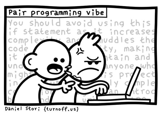 turnoff.us – pair programming vibe 2 (2024-03-23). Daniel Stori, CC BY-NC-SA 4.0. https://turnoff.us/geek/pair-programming-vibe-2/