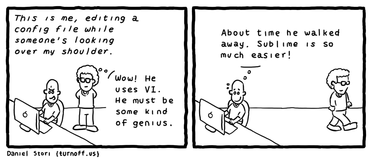 turnoff.us – to vi or not to vi (2016-06-16). Daniel Stori, CC BY-NC-SA 4.0. https://turnoff.us/geek/to-vi-or-not-to-vi/