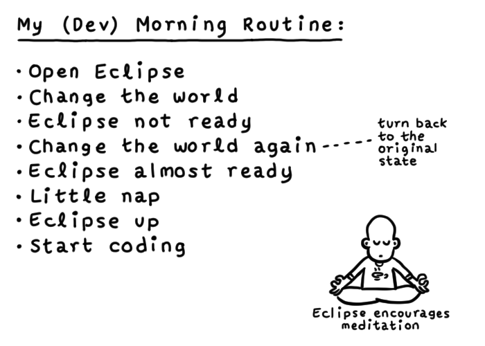 turnoff.us – my (dev) morning routine (2016-12-25). Daniel Stori, CC BY-NC-SA 4.0. https://turnoff.us/geek/my-morning-routine/
