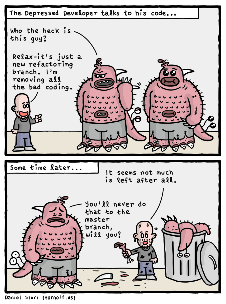 turnoff.us – the depressed developer 7 (2017-01-21). Daniel Stori, CC BY-NC-SA 4.0. https://turnoff.us/geek/the-depressed-developer-7/