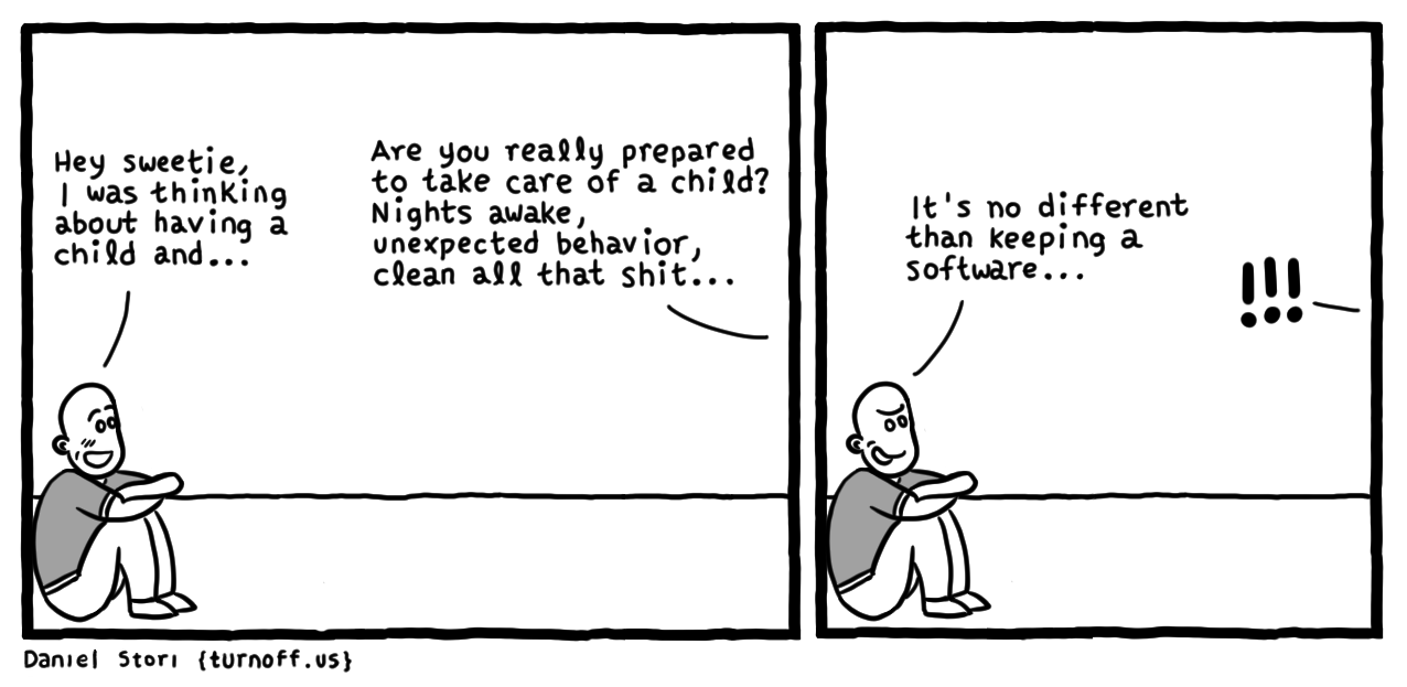 turnoff.us – the depressed developer 12 (2017-03-23). Daniel Stori, CC BY-NC-SA 4.0. https://turnoff.us/geek/the-depressed-developer-12/