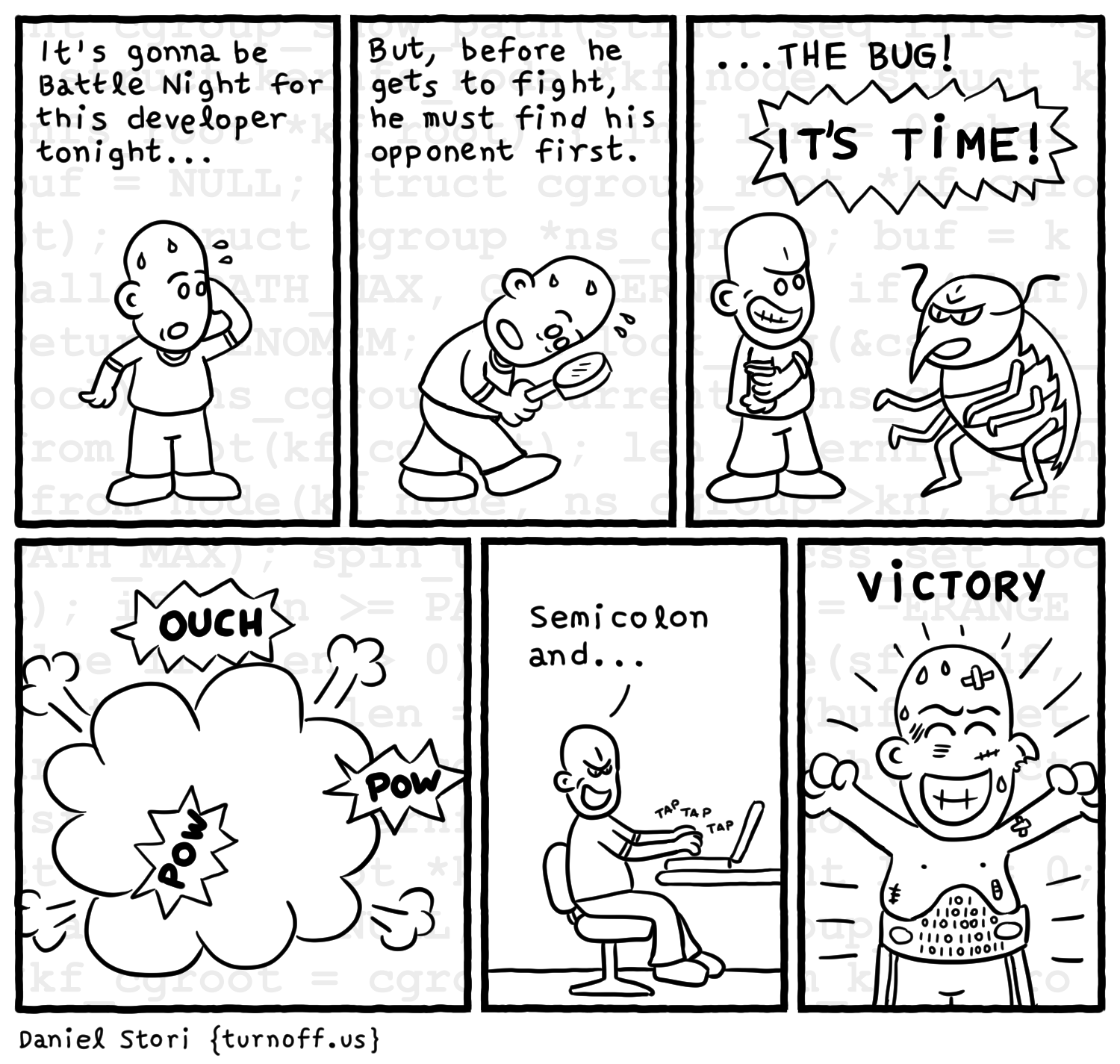 turnoff.us – the depressed developer 16 (2017-04-21). Daniel Stori, CC BY-NC-SA 4.0. https://turnoff.us/geek/the-depressed-developer-16/