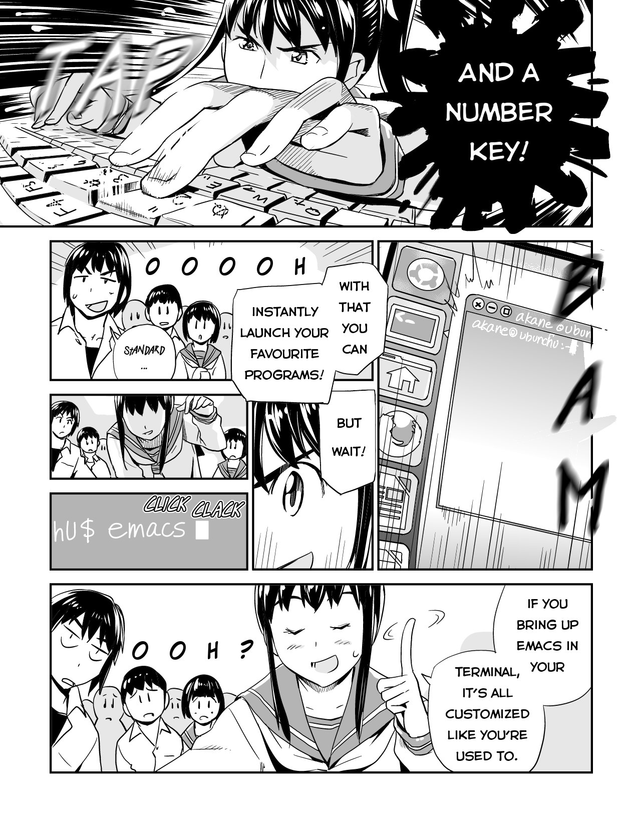 Ubunchu! chapter 10, page 7. Hiroshi Seo (Seotch), published by ASCII Media Works in Ubuntu Magazine Japan. License — original CC BY-NC 3.0 (https://creativecommons.org/licenses/by-nc/3.0/); English translation by Tarek Saier (https://sirtetris.gitlab.io/ubunchu-translation/), CC BY-NC 4.0.