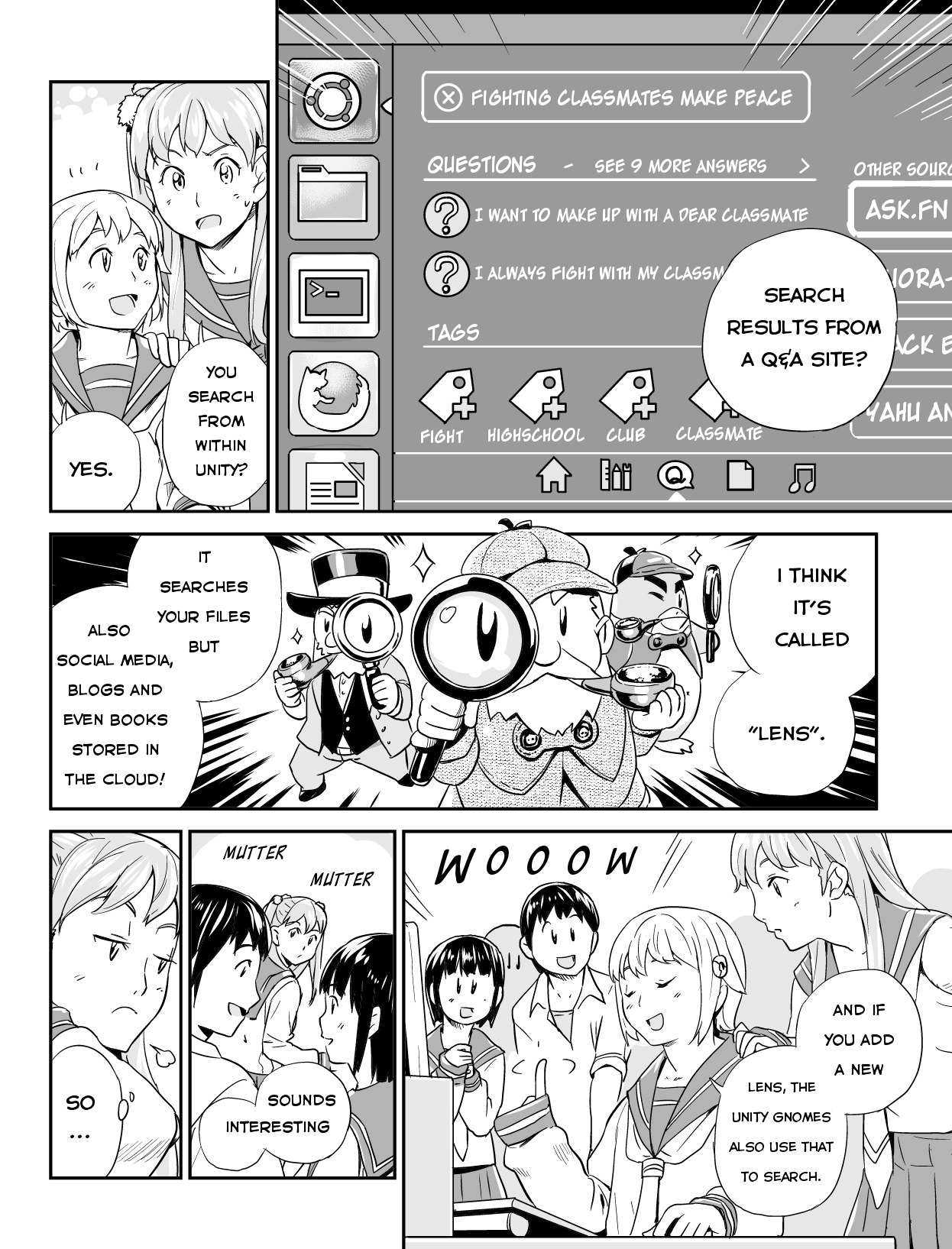 Ubunchu! chapter 10, page 10. Hiroshi Seo (Seotch), published by ASCII Media Works in Ubuntu Magazine Japan. License — original CC BY-NC 3.0 (https://creativecommons.org/licenses/by-nc/3.0/); English translation by Tarek Saier (https://sirtetris.gitlab.io/ubunchu-translation/), CC BY-NC 4.0.
