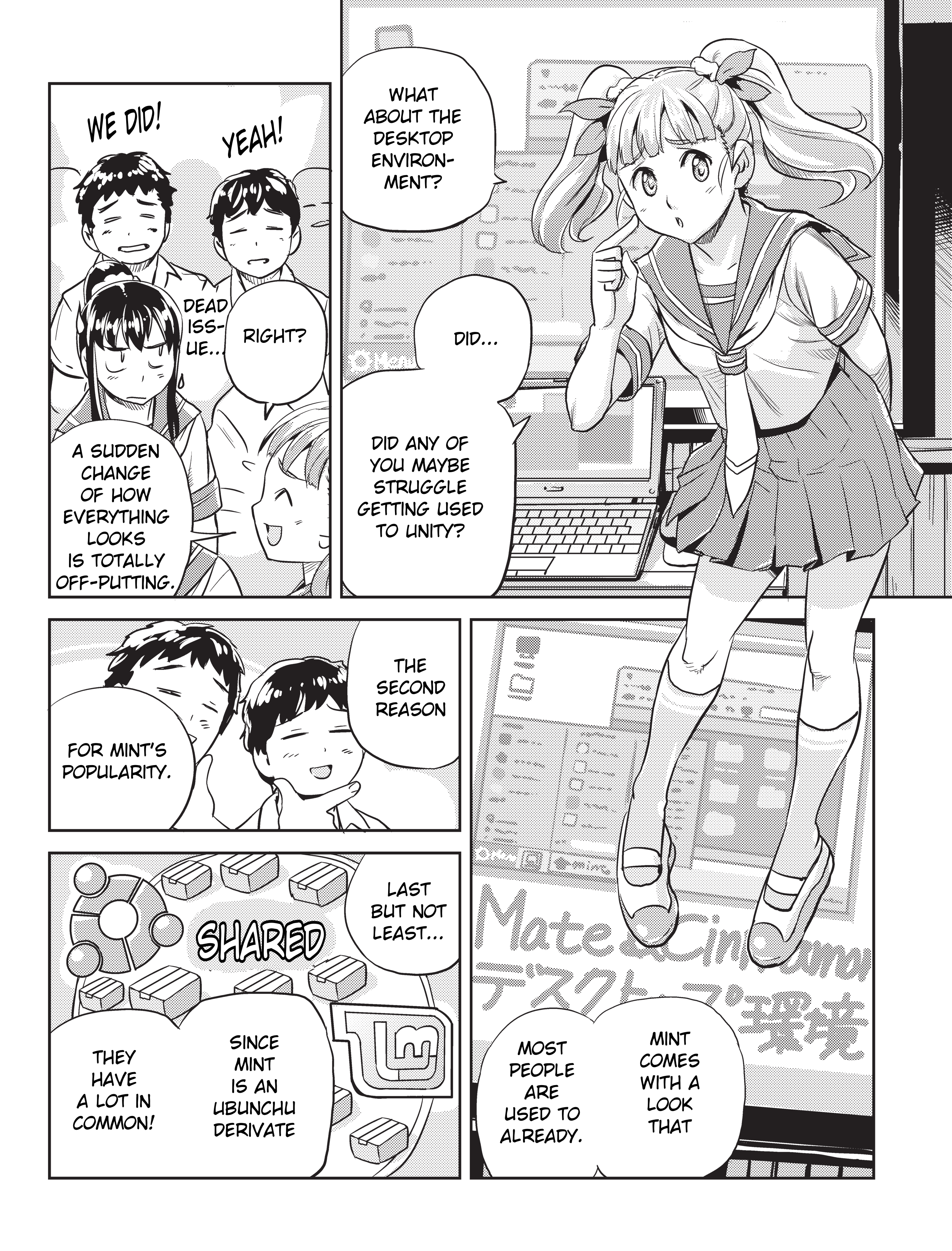 Ubunchu! chapter 12, page 10. Hiroshi Seo (Seotch), published by ASCII Media Works in Ubuntu Magazine Japan. License — original CC BY-NC-SA 2.1 JP (https://creativecommons.org/licenses/by-nc-sa/2.1/jp/); English translation by Tarek Saier, cleaning & typesetting by PublicDesert (https://github.com/publicdesert/ubunchu_english), CC BY-NC-SA 4.0.