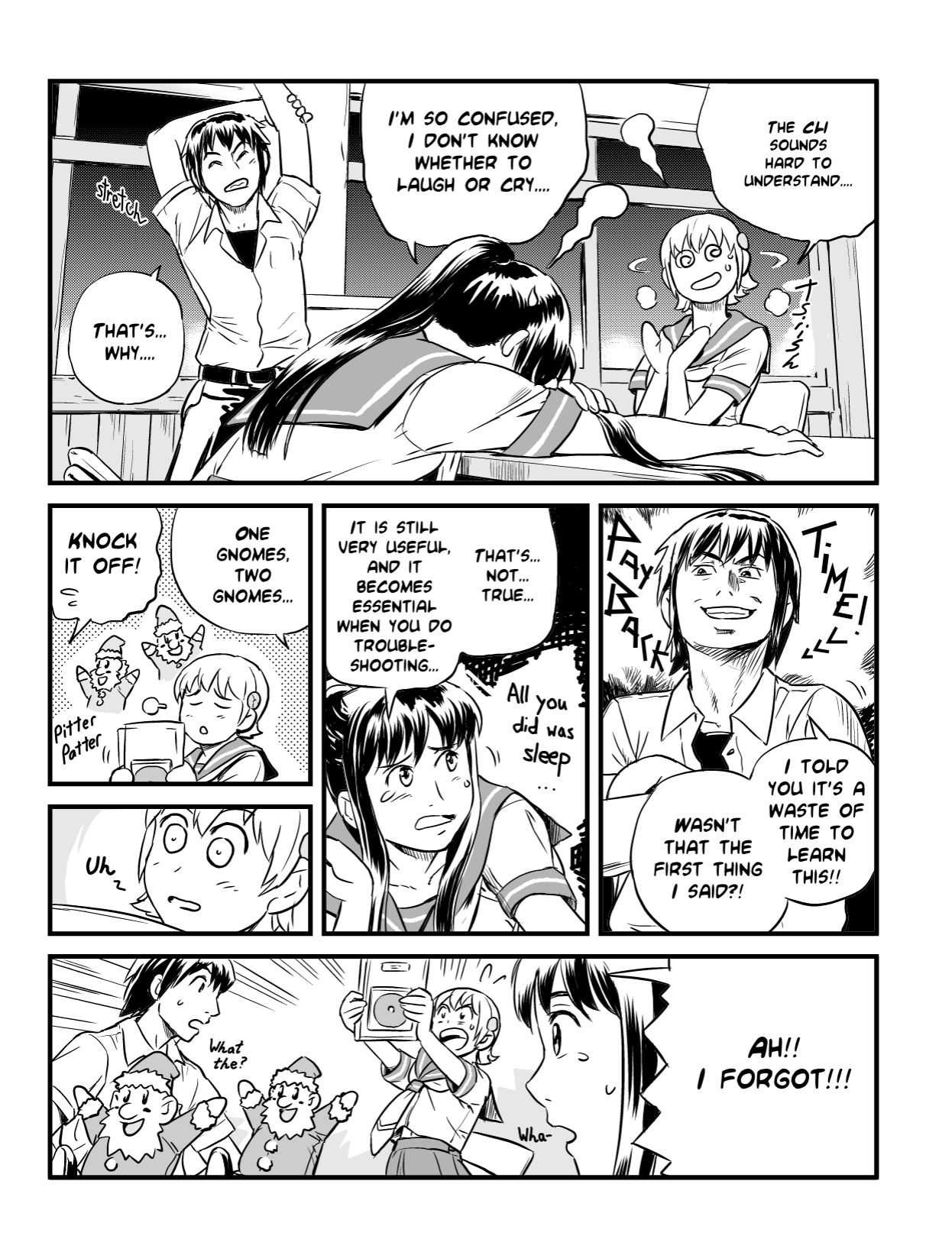 Ubunchu! chapter 2, page 9. Hiroshi Seo (Seotch), published by ASCII Media Works in Ubuntu Magazine Japan. License — original CC BY-NC 3.0 (https://creativecommons.org/licenses/by-nc/3.0/); English translation by the Ubunchu translators group (https://gitlab.com/ubunchu-translators/ubunchu), CC BY-NC 3.0.