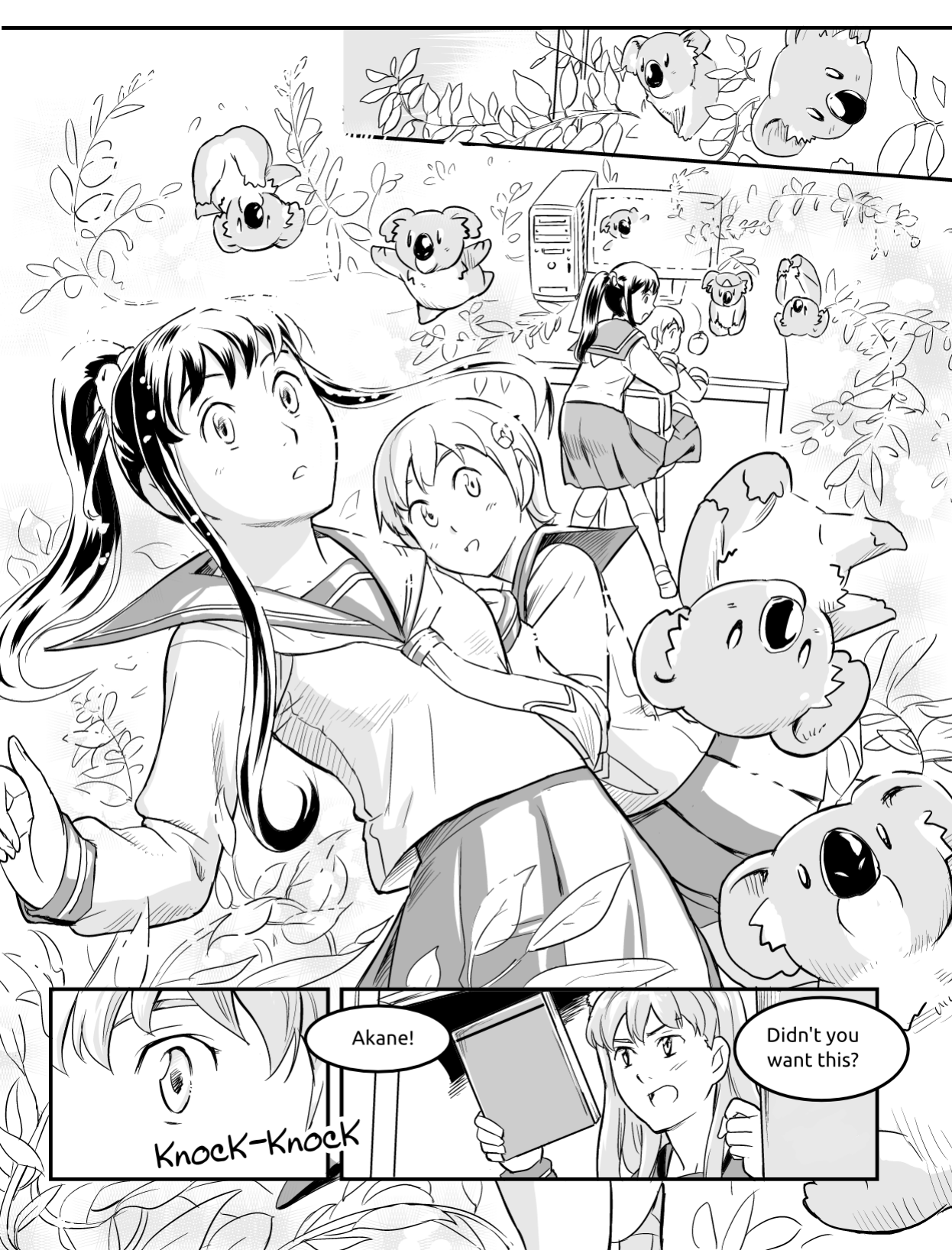 Ubunchu! chapter 6, page 11. Hiroshi Seo (Seotch), published by ASCII Media Works in Ubuntu Magazine Japan. License — original CC BY-NC 3.0 (https://creativecommons.org/licenses/by-nc/3.0/); English translation by the Ubunchu translators group (https://gitlab.com/ubunchu-translators/ubunchu), CC BY-NC 3.0; left-to-right edited edition (panels re-arranged by the translators).