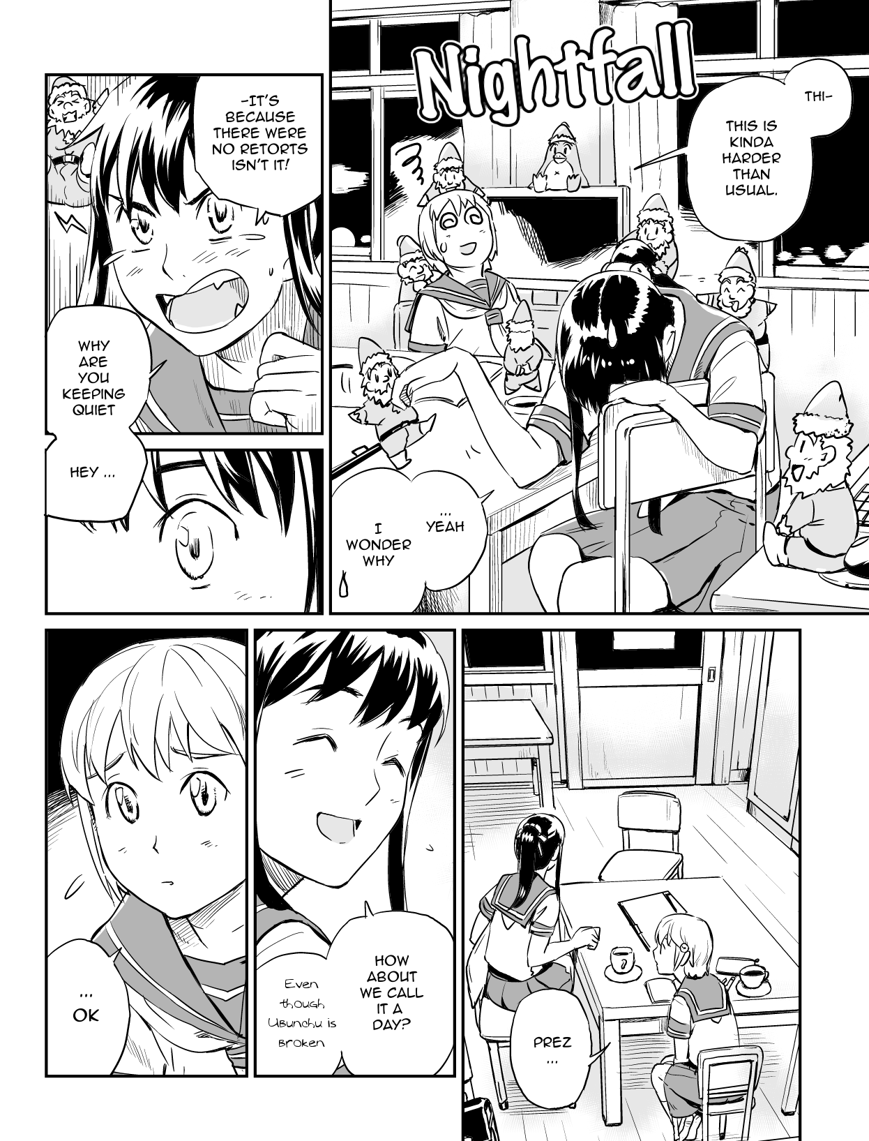 Ubunchu! chapter 8, page 8. Hiroshi Seo (Seotch), published by ASCII Media Works in Ubuntu Magazine Japan. License — original CC BY-NC 3.0 (https://creativecommons.org/licenses/by-nc/3.0/); English translation by the Ubunchu translators group (https://gitlab.com/ubunchu-translators/ubunchu), CC BY-NC 3.0.
