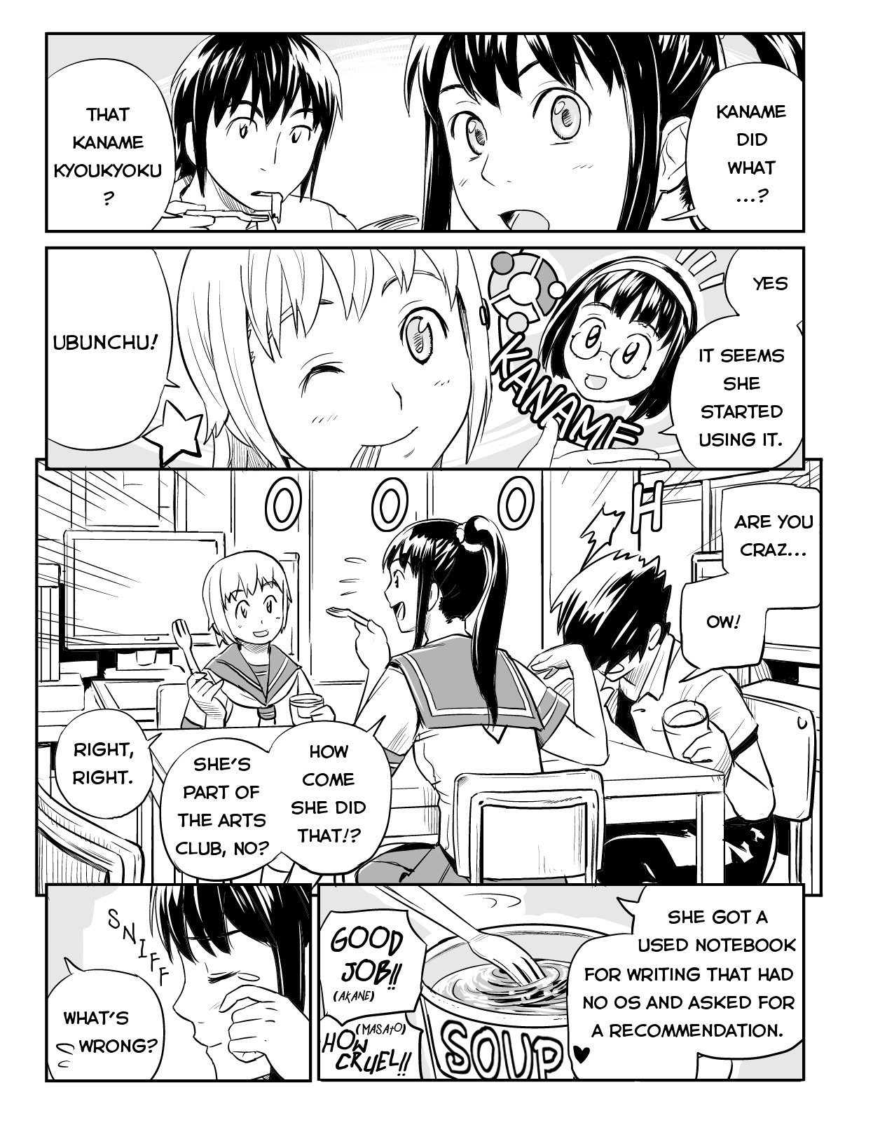 Ubunchu! chapter 9, page 2. Hiroshi Seo (Seotch), published by ASCII Media Works in Ubuntu Magazine Japan. License — original CC BY-NC 3.0 (https://creativecommons.org/licenses/by-nc/3.0/); English translation by Tarek Saier (https://sirtetris.gitlab.io/ubunchu-translation/), CC BY-NC 4.0.