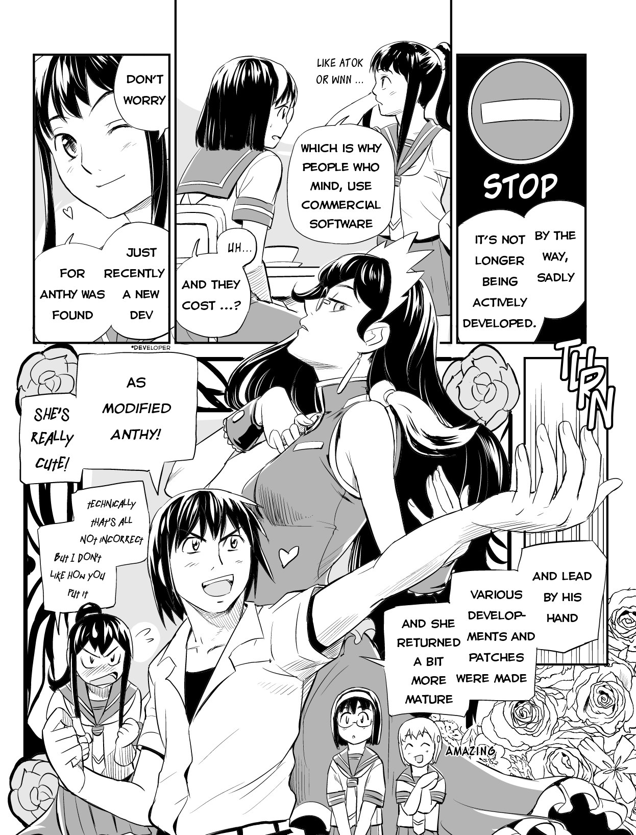 Ubunchu! chapter 9, page 6. Hiroshi Seo (Seotch), published by ASCII Media Works in Ubuntu Magazine Japan. License — original CC BY-NC 3.0 (https://creativecommons.org/licenses/by-nc/3.0/); English translation by Tarek Saier (https://sirtetris.gitlab.io/ubunchu-translation/), CC BY-NC 4.0.