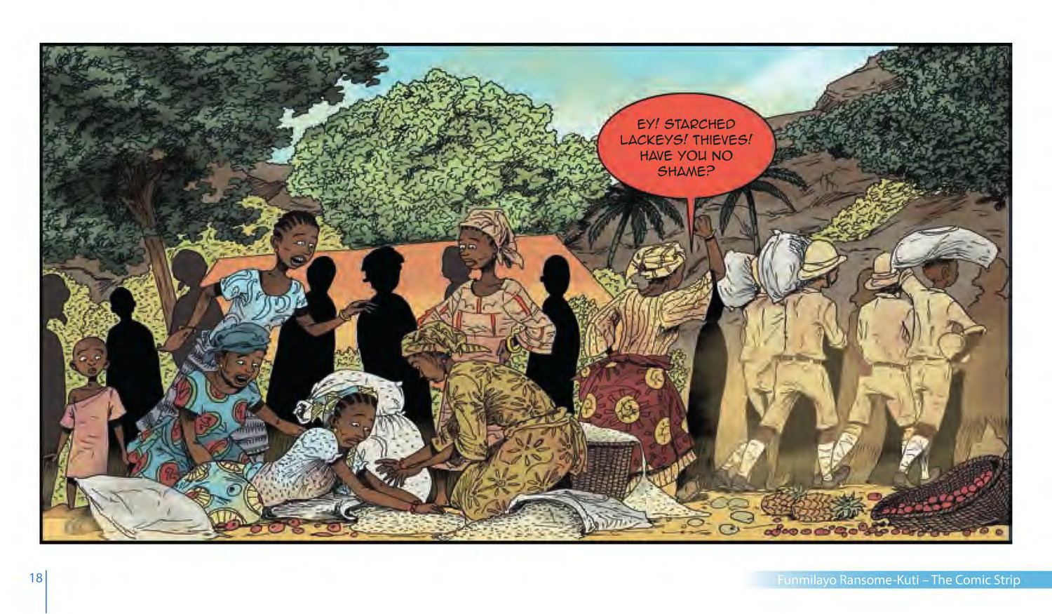 Funmilayo Ransome-Kuti and the Women’s Union of Abeokuta (UNESCO Series on Women in African History, 2014), comic strip page 11. Alaba Onajin (illustrations); Obioma Ofoego (script). © UNESCO 2014, CC BY-SA 3.0 IGO.