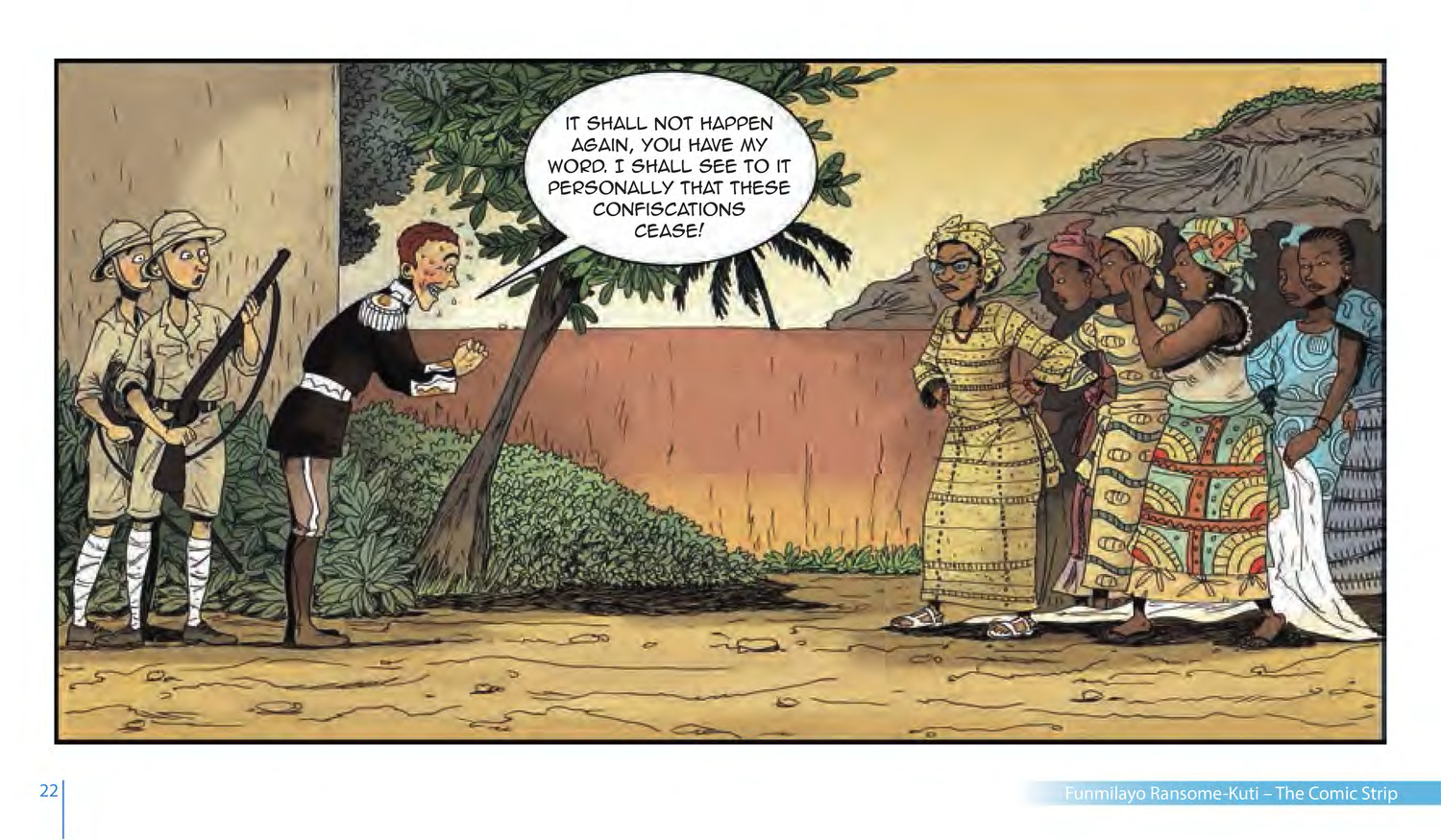 Funmilayo Ransome-Kuti and the Women’s Union of Abeokuta (UNESCO Series on Women in African History, 2014), comic strip page 15. Alaba Onajin (illustrations); Obioma Ofoego (script). © UNESCO 2014, CC BY-SA 3.0 IGO.