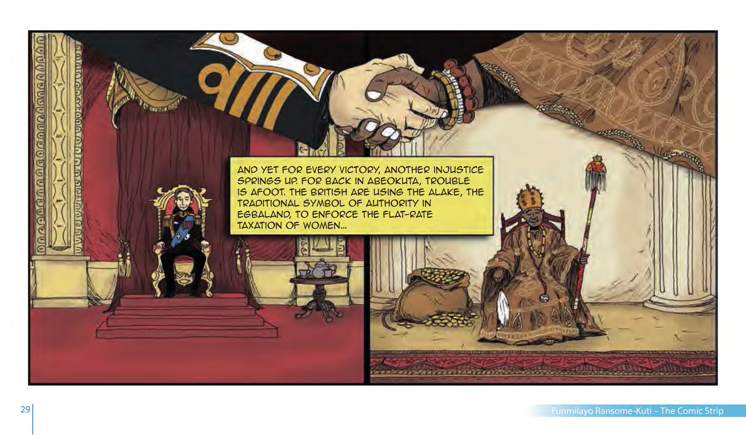 Funmilayo Ransome-Kuti and the Women’s Union of Abeokuta (UNESCO Series on Women in African History, 2014), comic strip page 22. Alaba Onajin (illustrations); Obioma Ofoego (script). © UNESCO 2014, CC BY-SA 3.0 IGO.