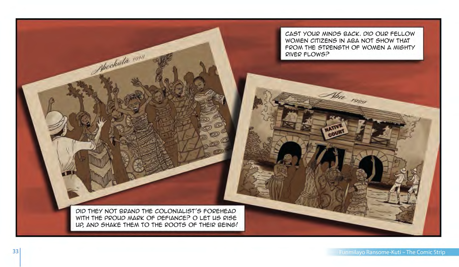Funmilayo Ransome-Kuti and the Women’s Union of Abeokuta (UNESCO Series on Women in African History, 2014), comic strip page 26. Alaba Onajin (illustrations); Obioma Ofoego (script). © UNESCO 2014, CC BY-SA 3.0 IGO.