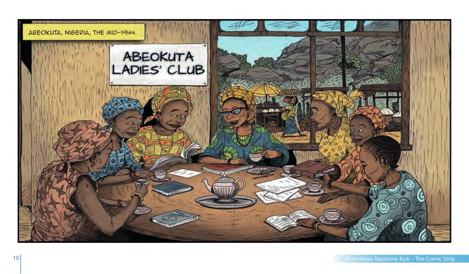 Funmilayo Ransome-Kuti and the Women’s Union of Abeokuta (UNESCO Series on Women in African History, 2014), comic strip page 3. Alaba Onajin (illustrations); Obioma Ofoego (script). © UNESCO 2014, CC BY-SA 3.0 IGO.