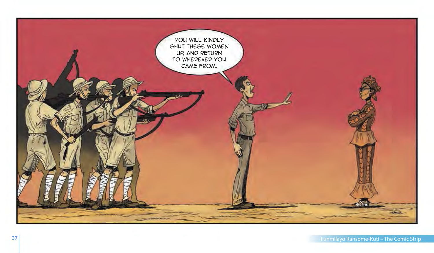 Funmilayo Ransome-Kuti and the Women’s Union of Abeokuta (UNESCO Series on Women in African History, 2014), comic strip page 30. Alaba Onajin (illustrations); Obioma Ofoego (script). © UNESCO 2014, CC BY-SA 3.0 IGO.