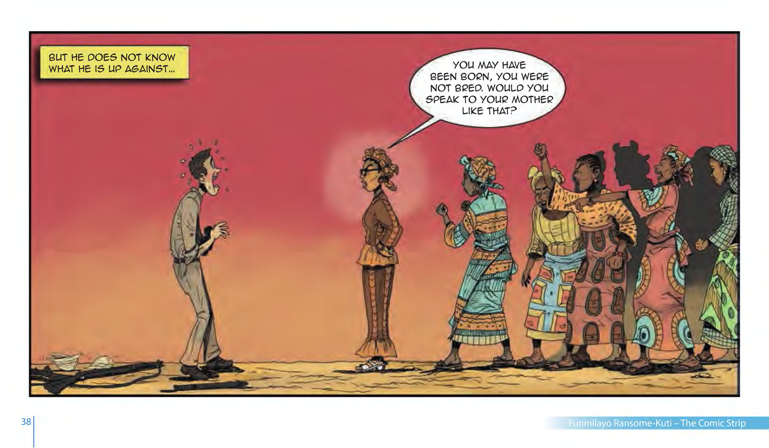 Funmilayo Ransome-Kuti and the Women’s Union of Abeokuta (UNESCO Series on Women in African History, 2014), comic strip page 31. Alaba Onajin (illustrations); Obioma Ofoego (script). © UNESCO 2014, CC BY-SA 3.0 IGO.