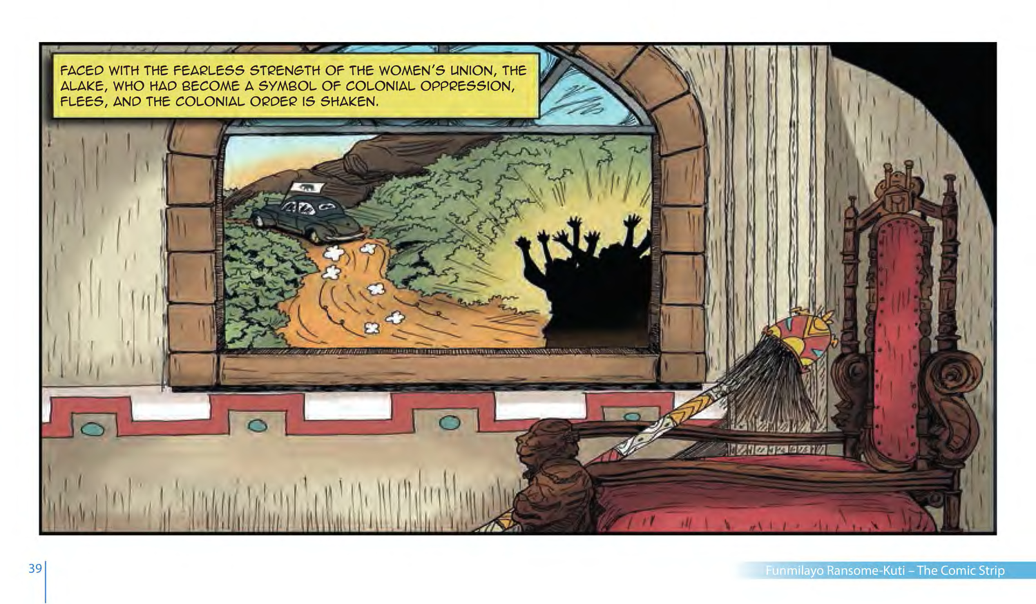 Funmilayo Ransome-Kuti and the Women’s Union of Abeokuta (UNESCO Series on Women in African History, 2014), comic strip page 32. Alaba Onajin (illustrations); Obioma Ofoego (script). © UNESCO 2014, CC BY-SA 3.0 IGO.