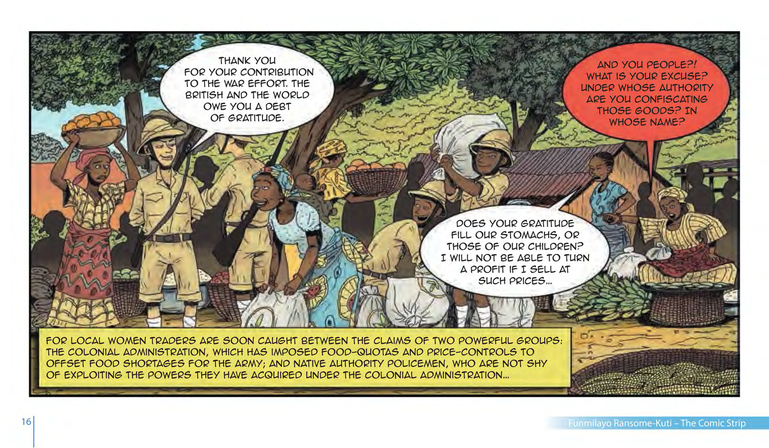Funmilayo Ransome-Kuti and the Women’s Union of Abeokuta (UNESCO Series on Women in African History, 2014), comic strip page 9. Alaba Onajin (illustrations); Obioma Ofoego (script). © UNESCO 2014, CC BY-SA 3.0 IGO.
