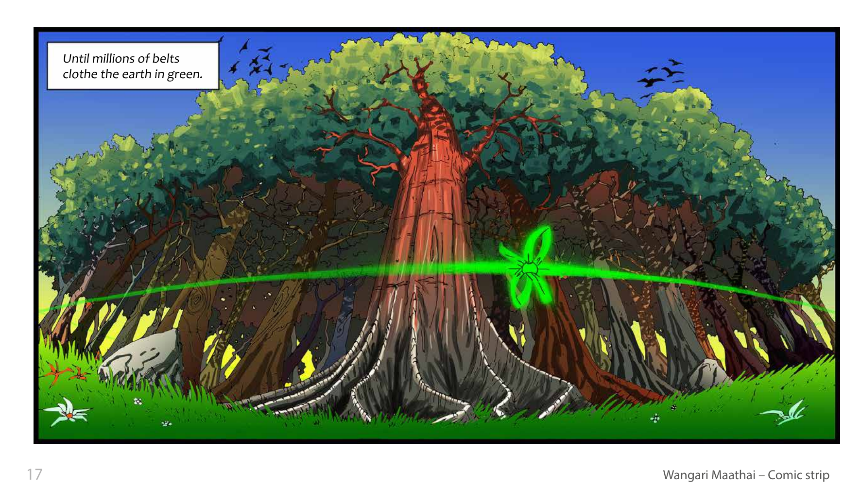 Wangari Maathai and the Green Belt Movement (UNESCO Series on Women in African History, 2014), comic strip page 10. Eric Muthoga (illustrations); Obioma Ofoego (script). © UNESCO 2014, CC BY-SA 3.0 IGO.