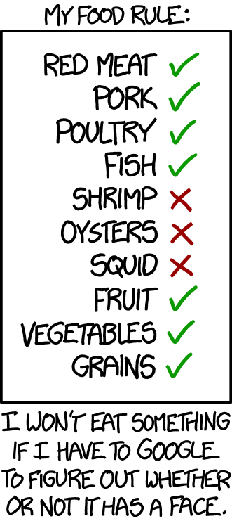 I won't eat invertebrates, because I can fight a skeleton, but I have no idea what kind of spooky warrior a squid leaves behind.