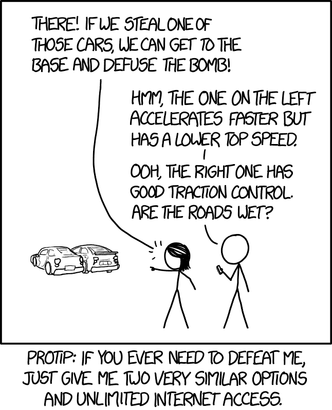Good point--making no decision is itself a decision. So that's a THIRD option I have to research!