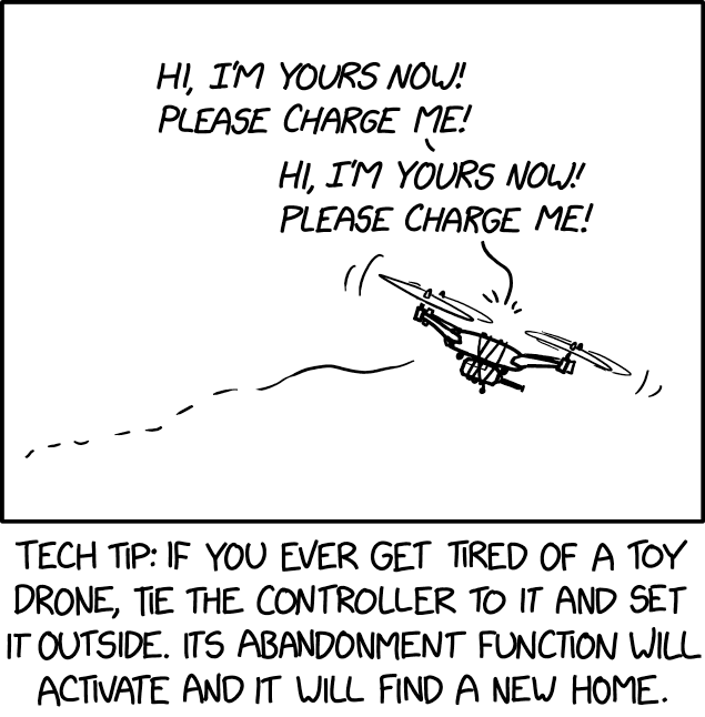 Remember to only adopt domesticated drones that specifically request it. It's illegal to collect wild ones under the Migratory Drone Treaty Act.