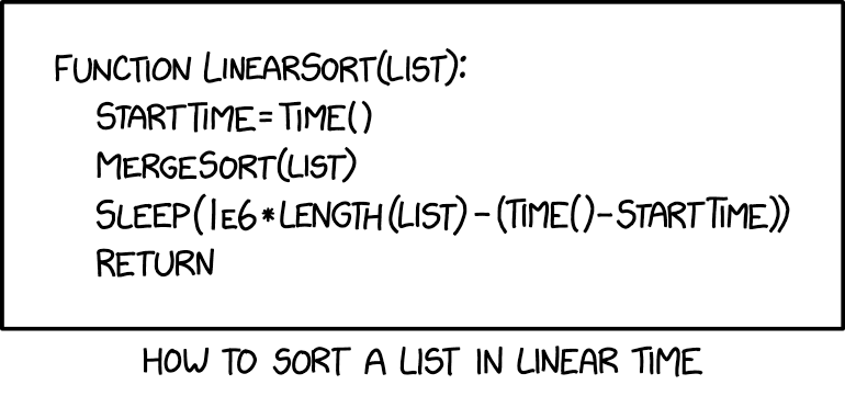 The best case is O(n), and the worst case is that someone checks why.