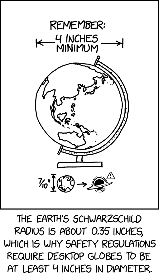 Frankly, given their extreme gravitational fields and general instability, even 12-inch globes should probably be banned.