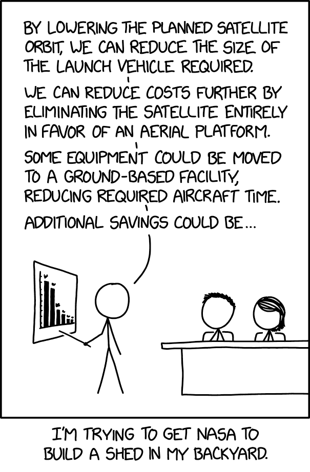 Unfortunately, my scheme to trick NASA has now taken over a decade longer than planned and has run way over budget.