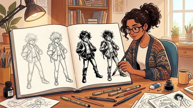 Desarrollando su estilo único para cómics de paneles
